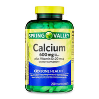 Spring Valley Calcium Plus Vitamin D Tablets Dietary Supplement; 600 mg; 250 Count EasyOptionXY LLC