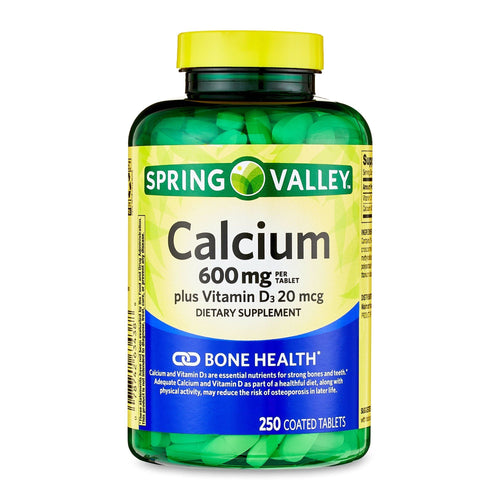 Spring Valley Calcium Plus Vitamin D Tablets Dietary Supplement; 600 mg; 250 Count EasyOptionXY LLC