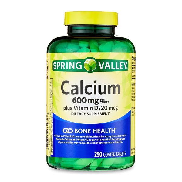 Spring Valley Calcium Plus Vitamin D Tablets Dietary Supplement; 600 mg; 250 Count EasyOptionXY LLC