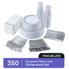 350 Piece Silver Dinnerware Set 50 Guest-100 Silver Lace Plastic Plates-50 Silver Plastic Silverware-50 Silver Plastic Cups-50 Linen Feel Silver Paper Napkins,FOCUSLINE Disposable Dinnerware Set EasyOptionXY LLC