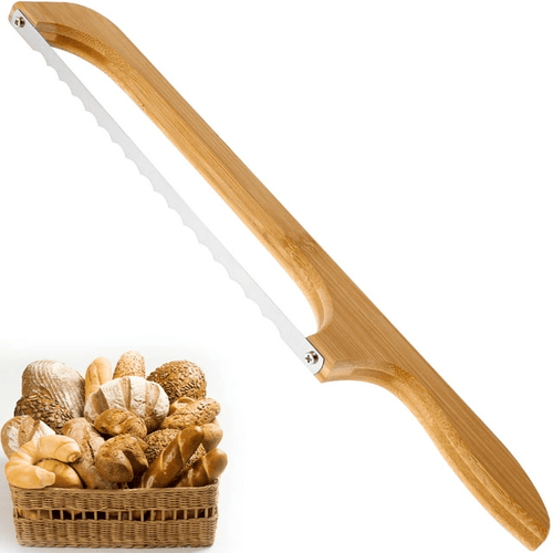 Jetcloudlive Wooden Bread Bow Knife, 15.7" Serrated Bagel Knife Sourdough Cutter Fiddle Bow Bread Slicer Knife for Homemade Bread, Premium Stainless Steel Saw EasyOptionXY LLC