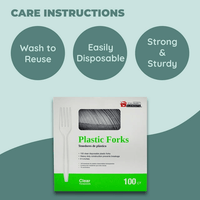 Clear Plastic Forks, 100 Count: Disposable Utensils and Cutlery, Great for Parties, Office & School EasyOptionXY LLC