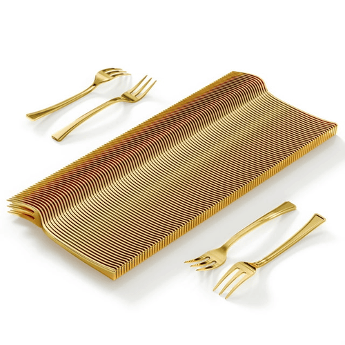 Mini Forks For Desserts - Bulk Pack Of 100 Mini Gold Dessert Forks EasyOptionXY LLC