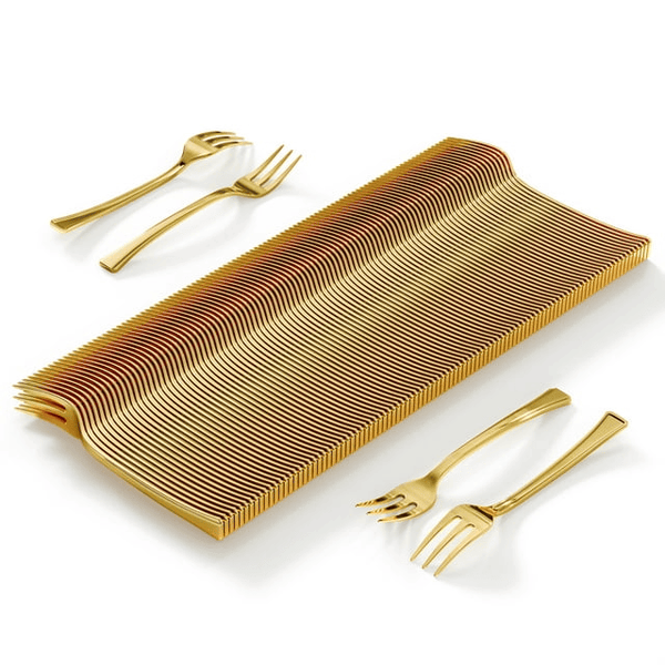 Mini Forks For Desserts - Bulk Pack Of 100 Mini Gold Dessert Forks EasyOptionXY LLC