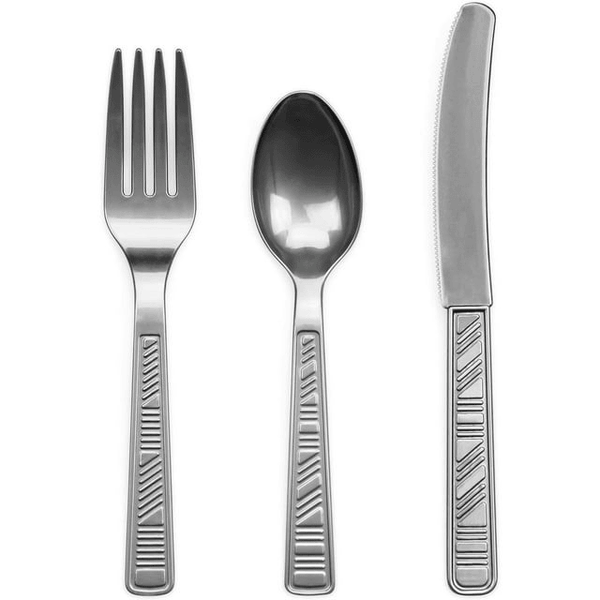 DecorRack Disposable Forks, Knives, Spoons, Party Utensils, Silver (96 Pcs) EasyOptionXY LLC
