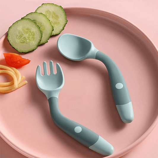 (2pcs) Baby Fork And Spoon Set, Bendable Twist Fork And Spoon, Training Eating Fork And Spoon 5.51*1.18"/14*3cm EasyOptionXY LLC