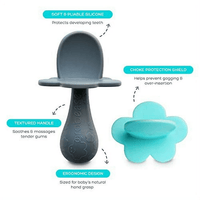 Grabease Baby Silicone Spoon Set for Baby-Led Weaning & First Stage Self-Feeding: Soft, Safe 100% Food-Grade Silicone, Safe for Dishwasher, No BPA/PVC/Latex/Phthalates, Set of 2 (Teal, Gray) EasyOptionXY LLC