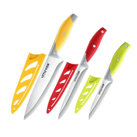 Little Cook Chef Knife Set, 3PCS Kitchen Knife, Multicolor Stainless Steel Sharp Chef Knife Set, 8 Inch Chef's Knife, 5 Inch Utility Knife, 3.5 Inch Paring Knife (3Pack, Yellow, Red, Green) EasyOptionXY LLC