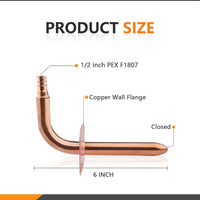 PEX Crimp 1/2" 6" Copper Stub with Wall Flange Plumbingsell