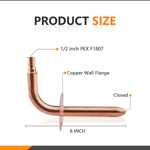 PEX Crimp 1/2" 6" Copper Stub with Wall Flange Plumbingsell