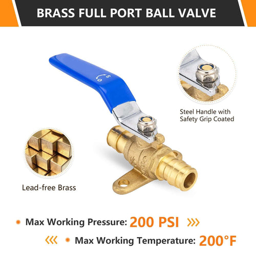 1/2" PEX Expansion Drop Ear Ball Valve, Blue (Lead Free) Plumbingsell