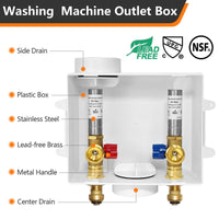 1/2" Push Fit Inlet, Washing Machine Outlet Box, with Stainless Water Hammer Arrestor Plumbingsell