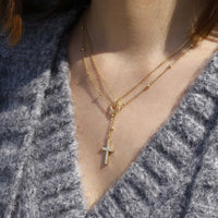 Gold Layered Circle Cross Necklace