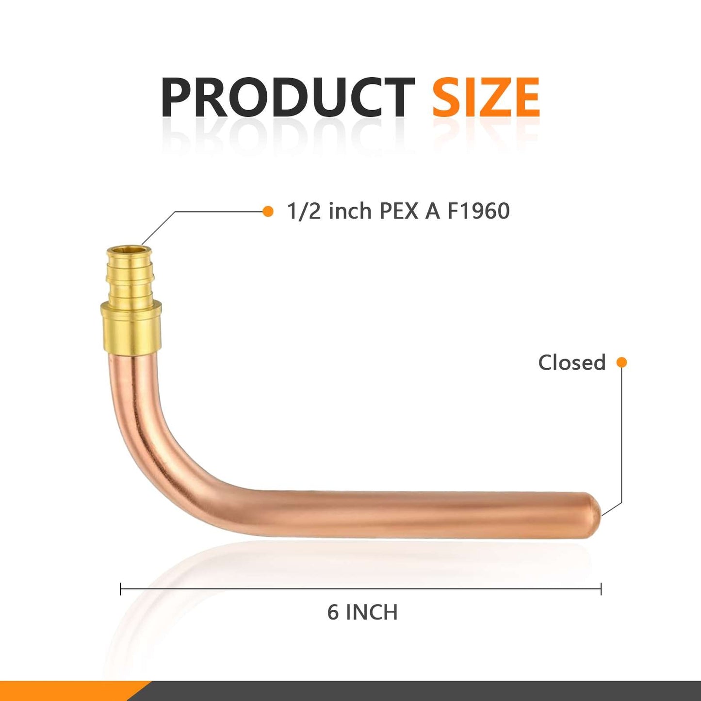 PEX A Expansion 1/2" 6" Copper Stub