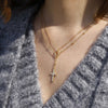 Gold Layered Circle Cross Necklace vanimy