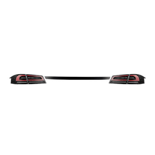AlphaRex 12-21 Tesla Model S LUXX-Series LED Tail Lights Black Red (With Black Trunk Center Piece Replacement) OffRoadUSA.com