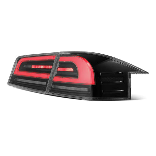 AlphaRex 12-21 Tesla Model S LUXX-Series LED Tail Lights Black Red (With Black Trunk Center Piece Replacement) OffRoadUSA.com