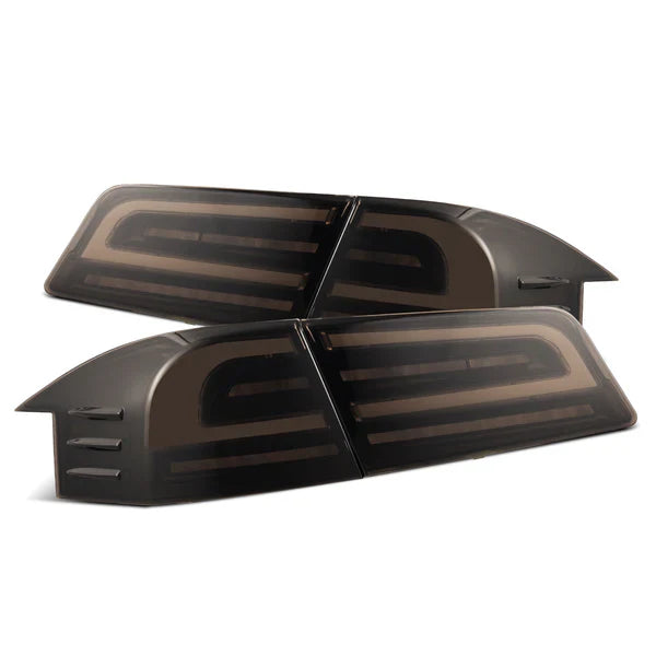 AlphaRex 12-21 Tesla Model S LUXX-Series LED Tail Lights Black Smoke (With Black Trunk Center Piece Replacement) OffRoadUSA.com