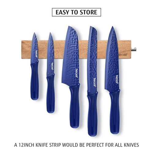 Hecef 5PCS Kitchen Knife Set, Blue Sharp Essential Chef Cooking Knives with Ergonomic Handle EasyOptionXY LLC