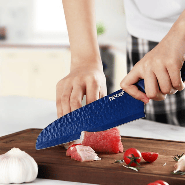 Hecef 5PCS Kitchen Knife Set, Blue Sharp Essential Chef Cooking Knives with Ergonomic Handle EasyOptionXY LLC