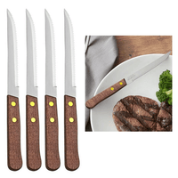 4 Pack Stainless Steel Steak Knives Knife Set Utensil Cutlery Wooden Serrated EasyOptionXY LLC