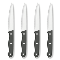 GPED Steak Knives Set of 4, 4.5-inch Serrated Steak Knife Set, Ultra Sharp Stainless Steel Triple Rivet Collection Kitchen Steak Knife Set, Non-Stick & Rust-Resistant Dinner Knives EasyOptionXY LLC