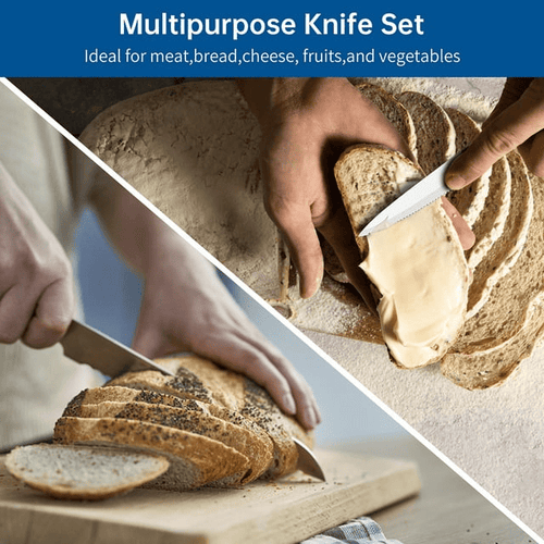 GPED Steak Knives Set of 4, 4.5-inch Serrated Steak Knife Set, Ultra Sharp Stainless Steel Triple Rivet Collection Kitchen Steak Knife Set, Non-Stick & Rust-Resistant Dinner Knives EasyOptionXY LLC