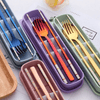 Stainless Steel Cutlery Set - Spoon Fork & Chopsticks with Wheat Box - Travel Set EasyOptionXY LLC