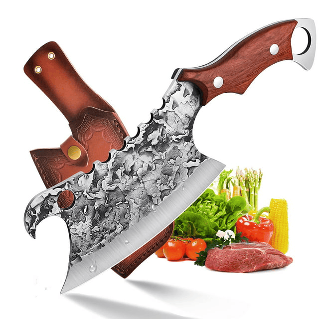 Dream Reach Butcher Knife Outdoor Meat Cleaver with Leather Sheath for Outdoor Camping Cooking BBQ Perfect Valentine's Day Gift for Men Hunting Camping EasyOptionXY LLC