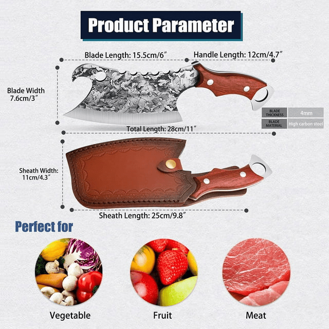 Dream Reach Butcher Knife Outdoor Meat Cleaver with Leather Sheath for Outdoor Camping Cooking BBQ Perfect Valentine's Day Gift for Men Hunting Camping EasyOptionXY LLC
