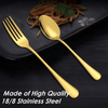 Set of 12, Gold Plated Stainless Steel Dinner Forks and Spoons, findTop Heavy-duty Forks ( 8 Inch ) and Spoons ( 7 Inch ) Cutlery Set- Gold EasyOptionXY LLC