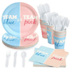 144 Piece Gender Reveal Plates, Napkins, Cups, Cutlery, Team Boy and Team Girl Party Supplies, Decorations (Serves 24) EasyOptionXY LLC