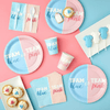 144 Piece Gender Reveal Plates, Napkins, Cups, Cutlery, Team Boy and Team Girl Party Supplies, Decorations (Serves 24) EasyOptionXY LLC