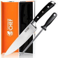 Commercial Chef Pro Chef Knife 8 inch Blade with Triple Rivet Ergonomic G10 Handle with Knife Sharpener - 7Cr17Mov High Carbon Stainless Steel Forged Chef's Knife Razor Sharp Full Tang Sharp Japanese EasyOptionXY LLC