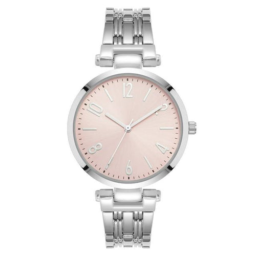Time and Tru Silver Tone Bracelet Round Pink Dial Casual Watch EasyOptionXY LLC