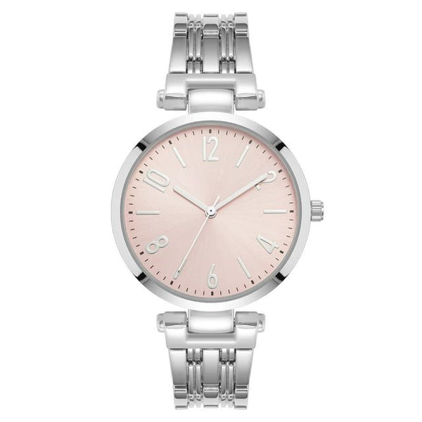 Time and Tru Silver Tone Bracelet Round Pink Dial Casual Watch EasyOptionXY LLC