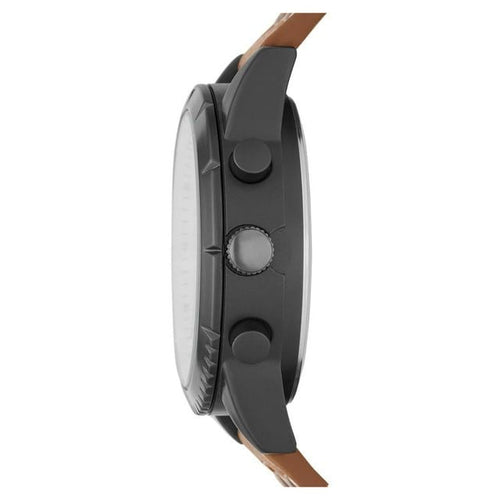 GEORGE Men's Gunmetal Analog Watch Set: White Dial, Brown Vegan Leather, Bonus Bracelets (FMDXGE012). EasyOptionXY LLC