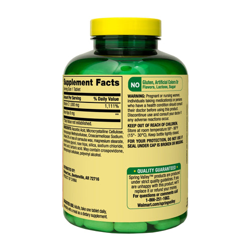Spring Valley Vitamin C with Rose Hips Tablets Dietary Supplement; 1; 000 mg; 250 Count EasyOptionXY LLC