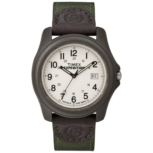 Timex Men's Expedition Camper Brown/Green 39mm Outdoor Watch, Leather & Fabric Strap EasyOptionXY LLC