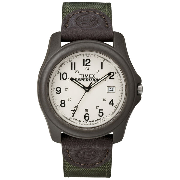 Timex Men's Expedition Camper Brown/Green 39mm Outdoor Watch, Leather & Fabric Strap EasyOptionXY LLC