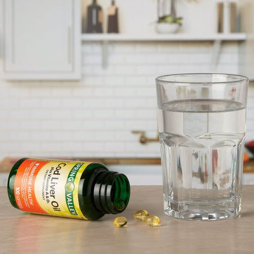 Spring Valley Cod Liver Oil Plus Vitamins A & D3 Dietary Supplement; 100 Count EasyOptionXY LLC