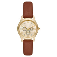 Time and Tru Women's Gold Tone Crystal Accent Watch with Faux Leather Strap EasyOptionXY LLC