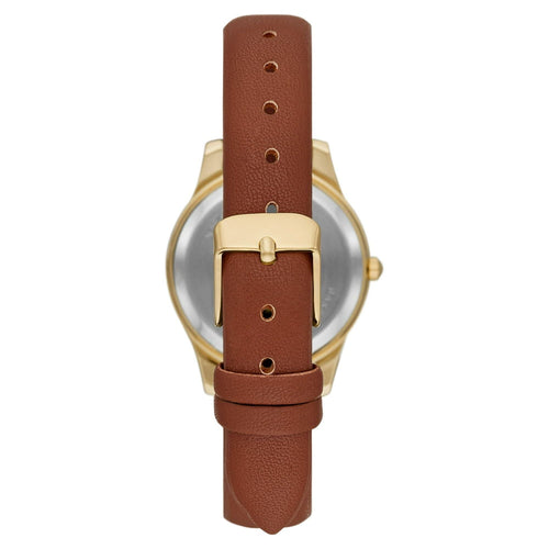 Time and Tru Women's Gold Tone Crystal Accent Watch with Faux Leather Strap EasyOptionXY LLC