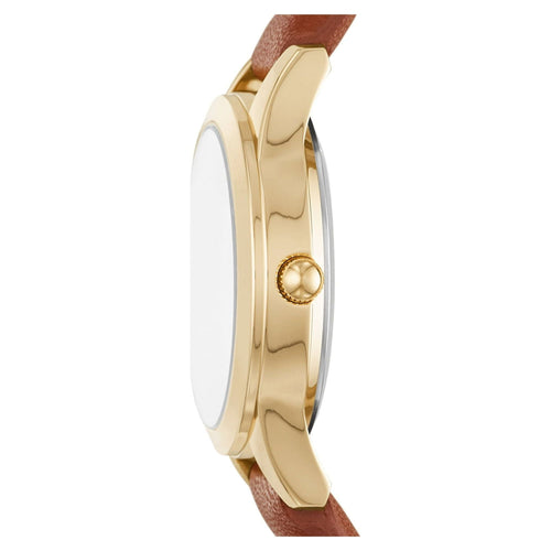 Time and Tru Women's Gold Tone Crystal Accent Watch with Faux Leather Strap EasyOptionXY LLC