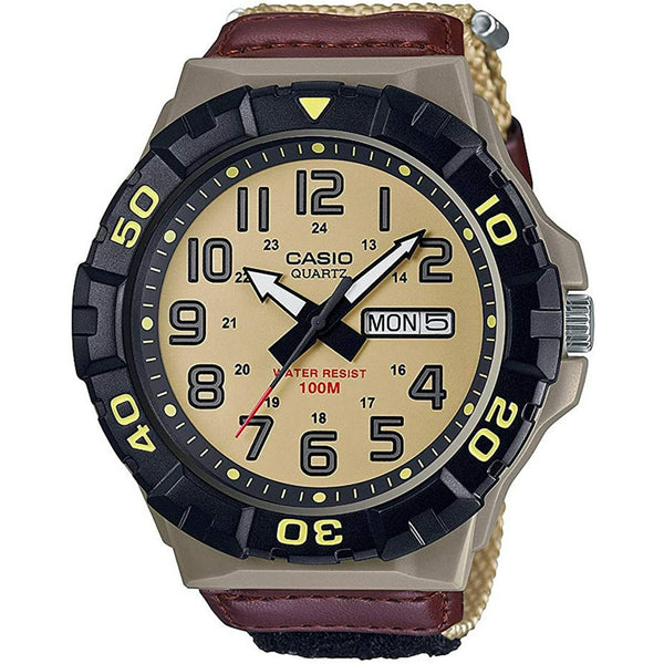 Casio Men's Large Dial Analog Sport Watch with Khaki Nylon Strap EasyOptionXY LLC