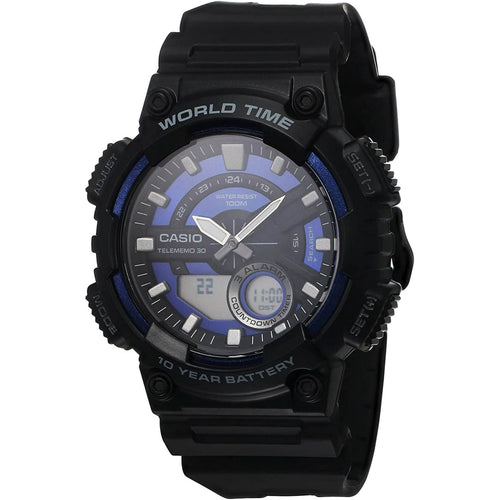 Casio Men's Analog-Digital World Time 100m Black Resin Watch AEQ110W-2A2V EasyOptionXY LLC
