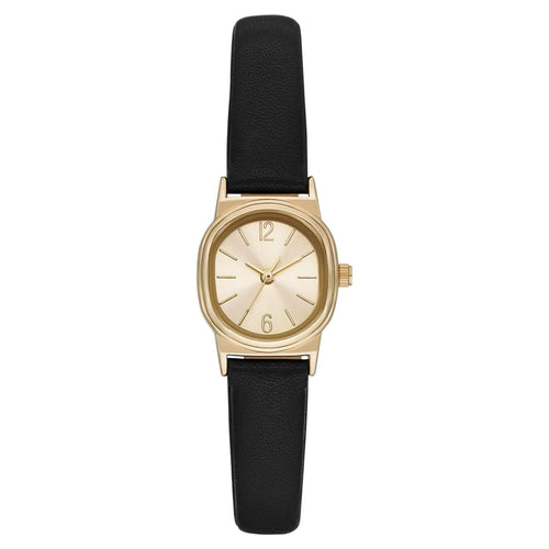 Time and Tru Women's Gold Tone Oval Watch with Faux Leather Strap EasyOptionXY LLC