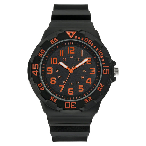 George Men's Casual Watch with Orange Round Dial and Black Resin Band EasyOptionXY LLC