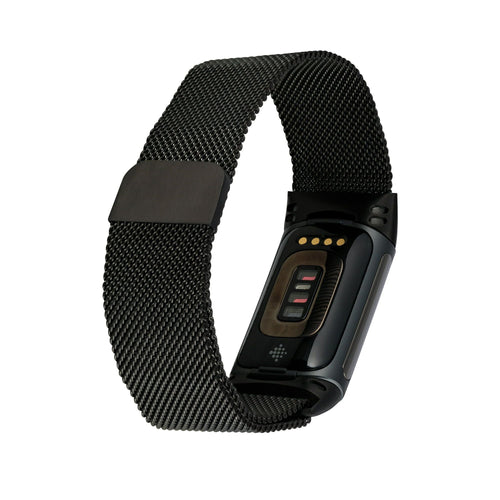 WITHit Black Stainless Steel Mesh Fashion Band with Magnetic Closure for Fitbit Charge 5 & Charge 6 EasyOptionXY LLC