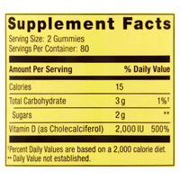 Spring Valley Vegetarian Vitamin D3 Gummies; 2000 IU; 50 mcg; 160 Count EasyOptionXY LLC